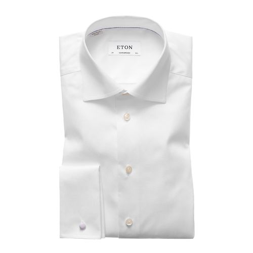 Vit Eton-skjorta med dubbel manschett, contemporary fit