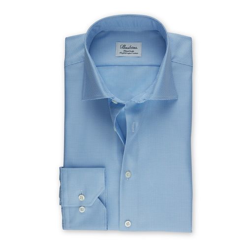 Stenströms-skjorta Blå Hundtandmönstrad, Slimline